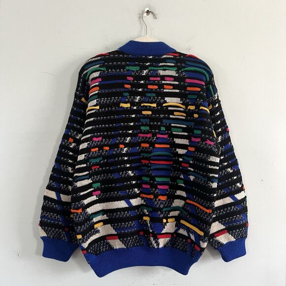 Vintage Coogi 100% Wool Rainbow Textured Striped 90's Crewneck Sweater - Picture 3 of 4